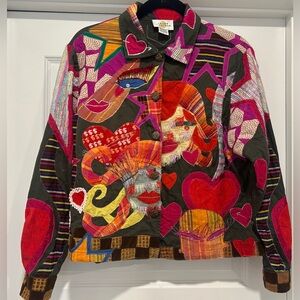 Sandy Starkman Embroidered Patchwork Jacket in Multicolor Women’s Size L